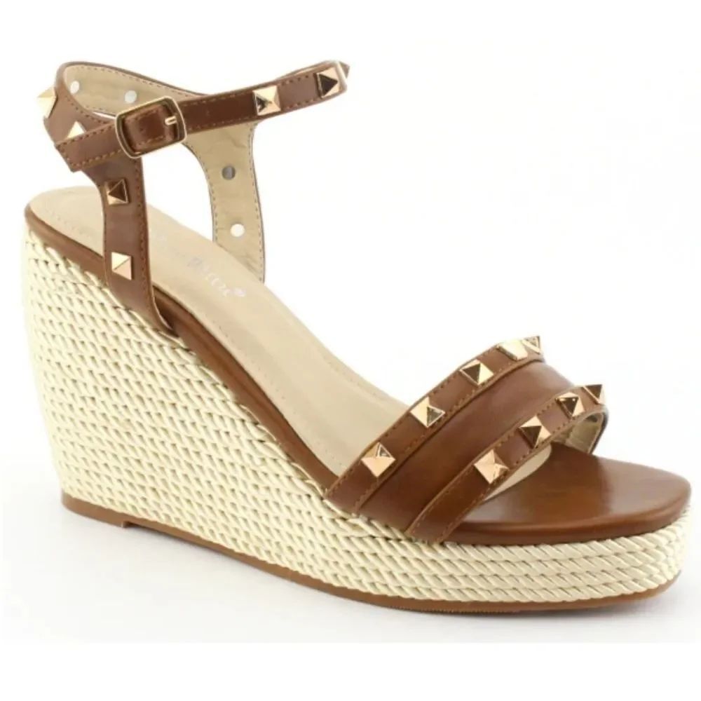 NEW NATURE BREEZE TALLY ESPADRILLE OPEN TOE WEDGE BUCKLE ANKLE PYRAMID …